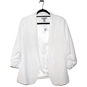 H&M White Striped Chic Blazer Jacket Size 12